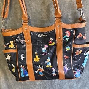 Disney Black and Tan Tote Bag with Characters